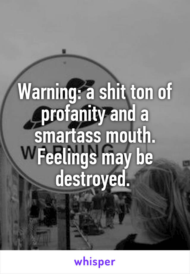 Warning: a shit ton of profanity and a smartass mouth. Feelings may be destroyed. 