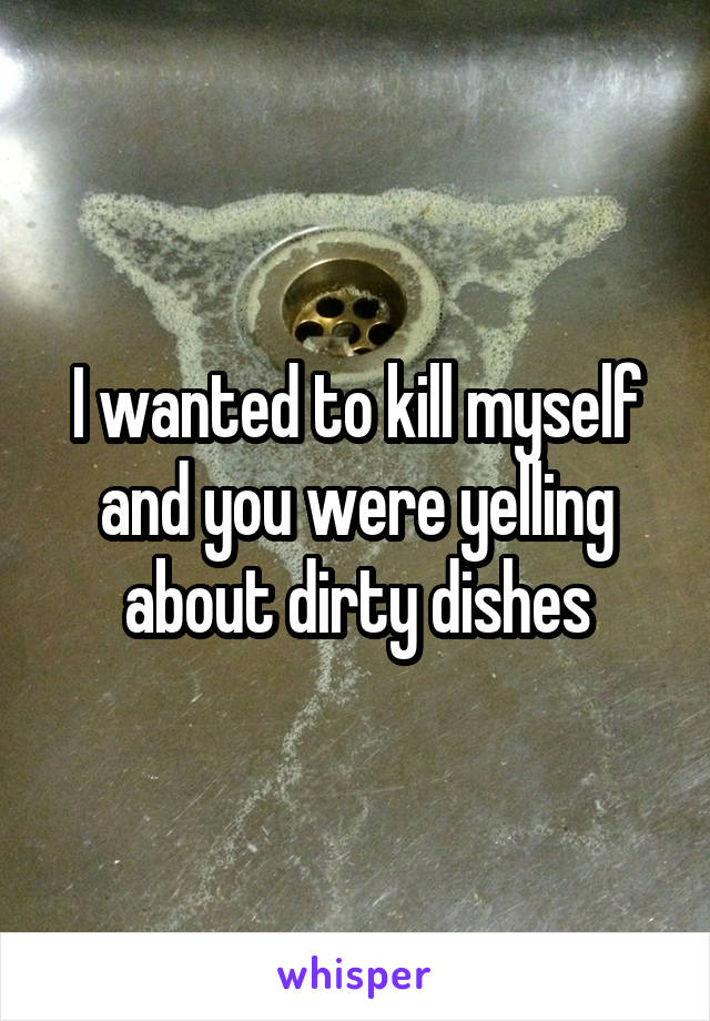 I wanted to kill myself and you were yelling about dirty dishes