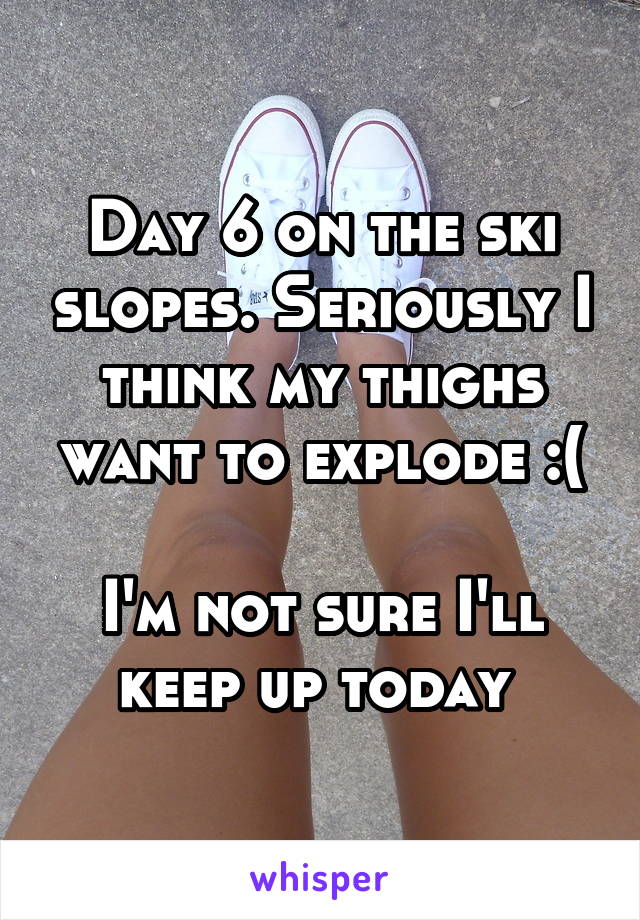 Day 6 on the ski slopes. Seriously I think my thighs want to explode :(

I'm not sure I'll keep up today 