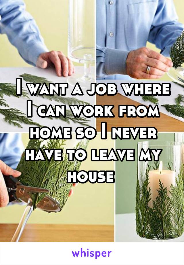 I want a job where I can work from home so I never have to leave my house 