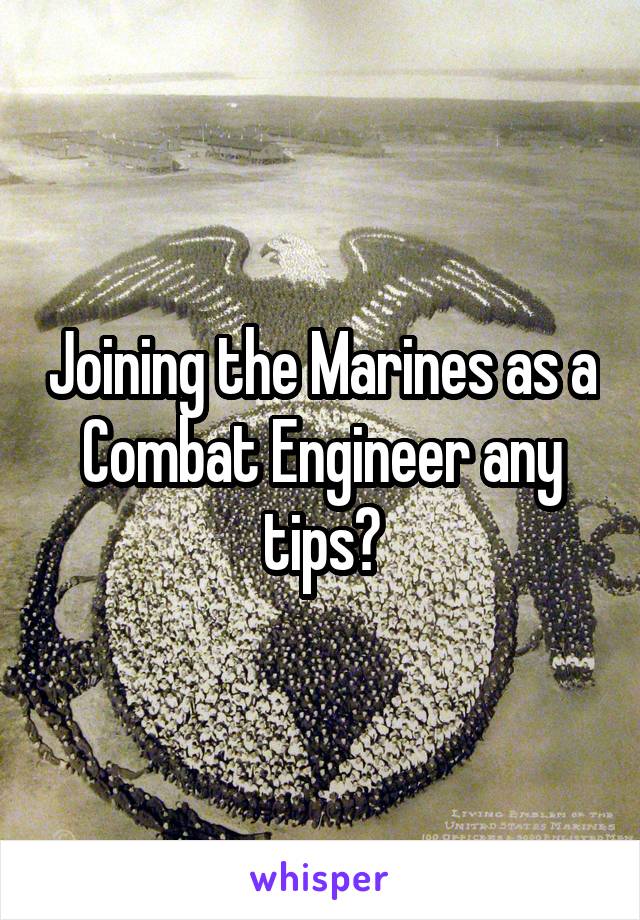 Joining the Marines as a Combat Engineer any tips?
