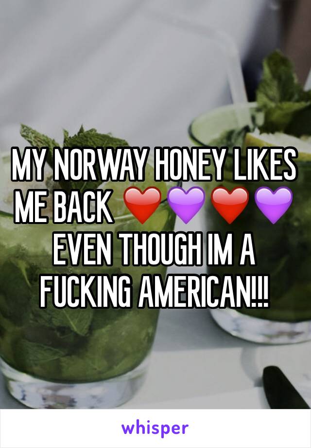 MY NORWAY HONEY LIKES ME BACK ❤️💜❤️💜 EVEN THOUGH IM A FUCKING AMERICAN!!!