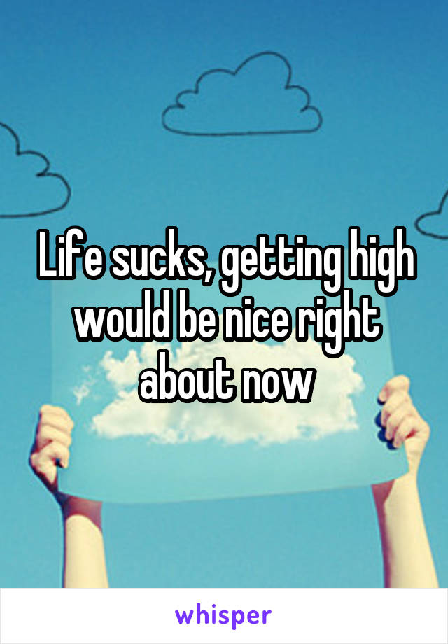 Life sucks, getting high would be nice right about now