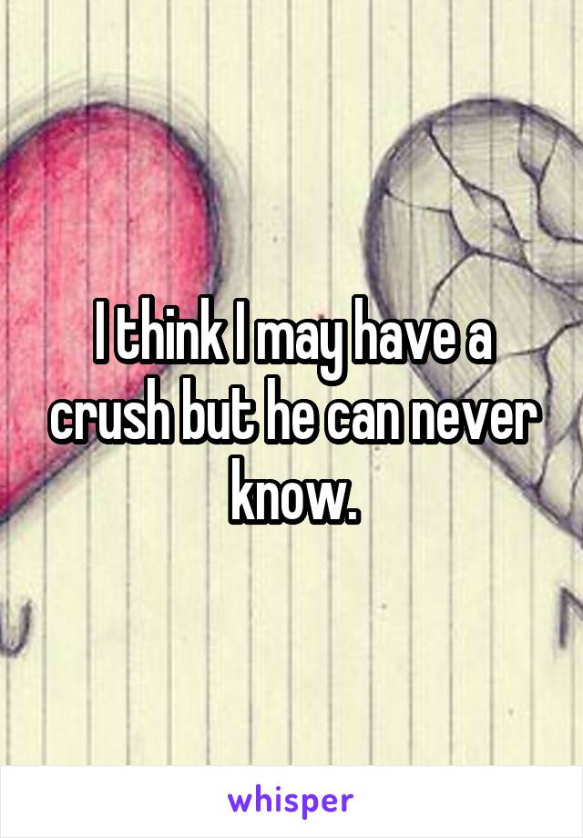 I think I may have a crush but he can never know.