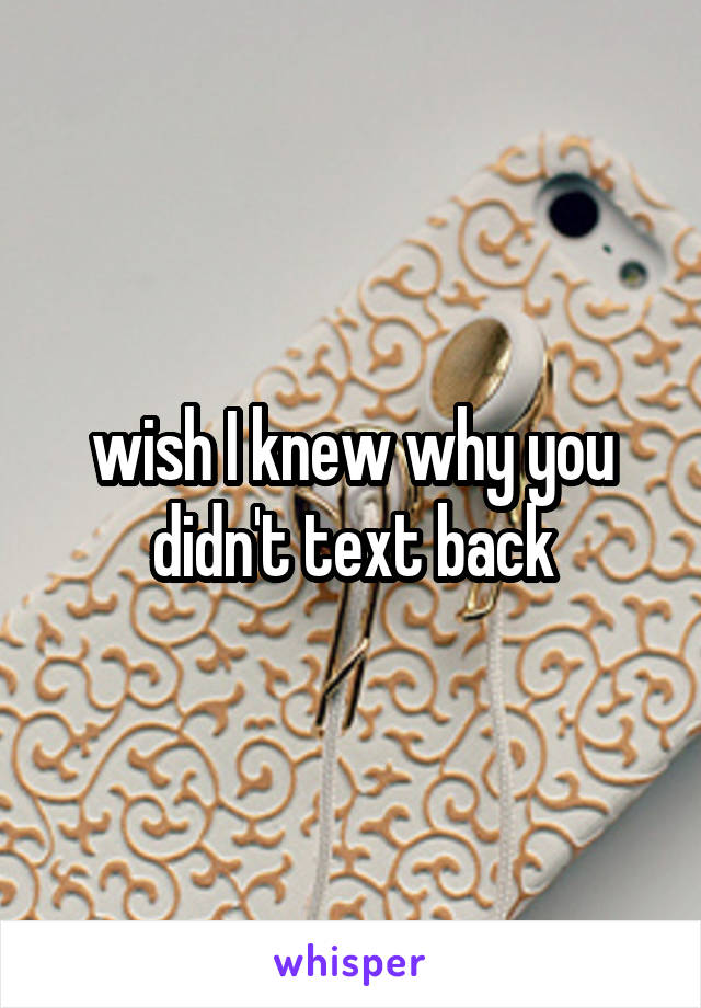 wish I knew why you didn't text back