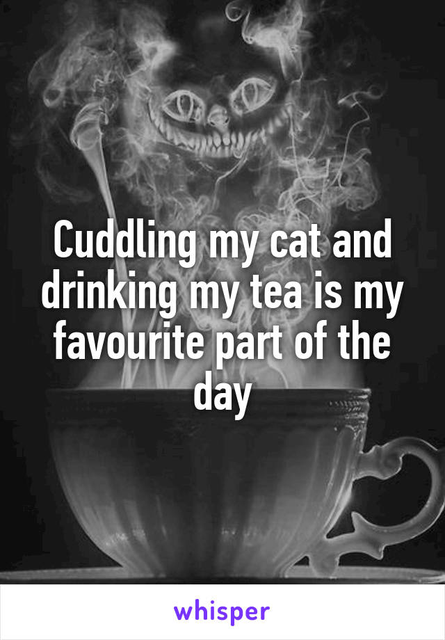 Cuddling my cat and drinking my tea is my favourite part of the day