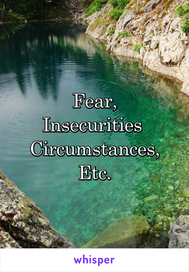 Fear,
Insecurities 
Circumstances,
Etc.