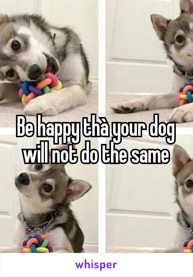 Be happy thà your dog will not do the same