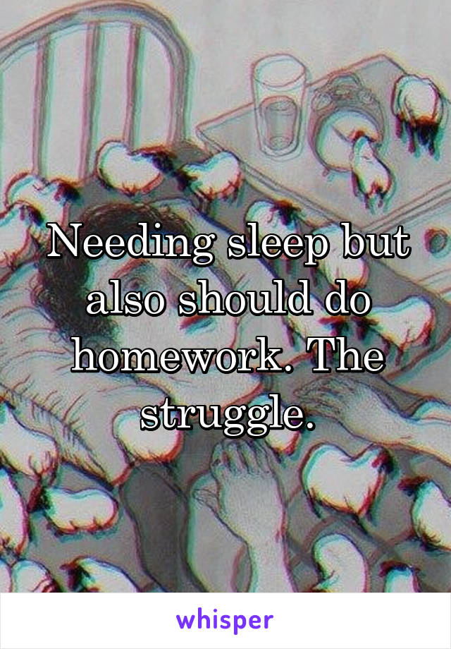 Needing sleep but also should do homework. The struggle.