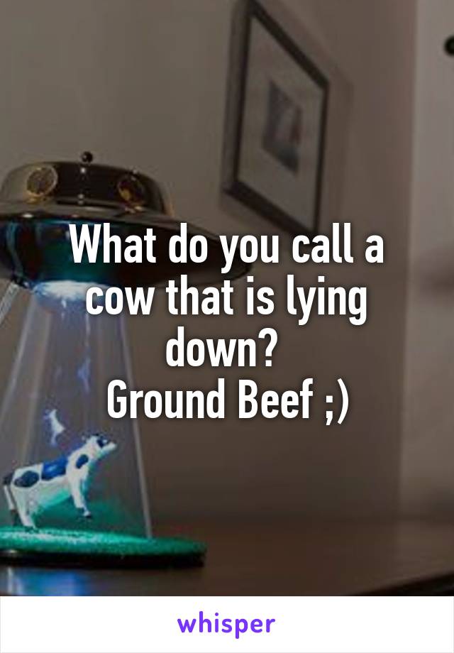 What do you call a cow that is lying down? 
Ground Beef ;)