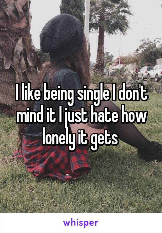 I like being single I don't mind it I just hate how lonely it gets 