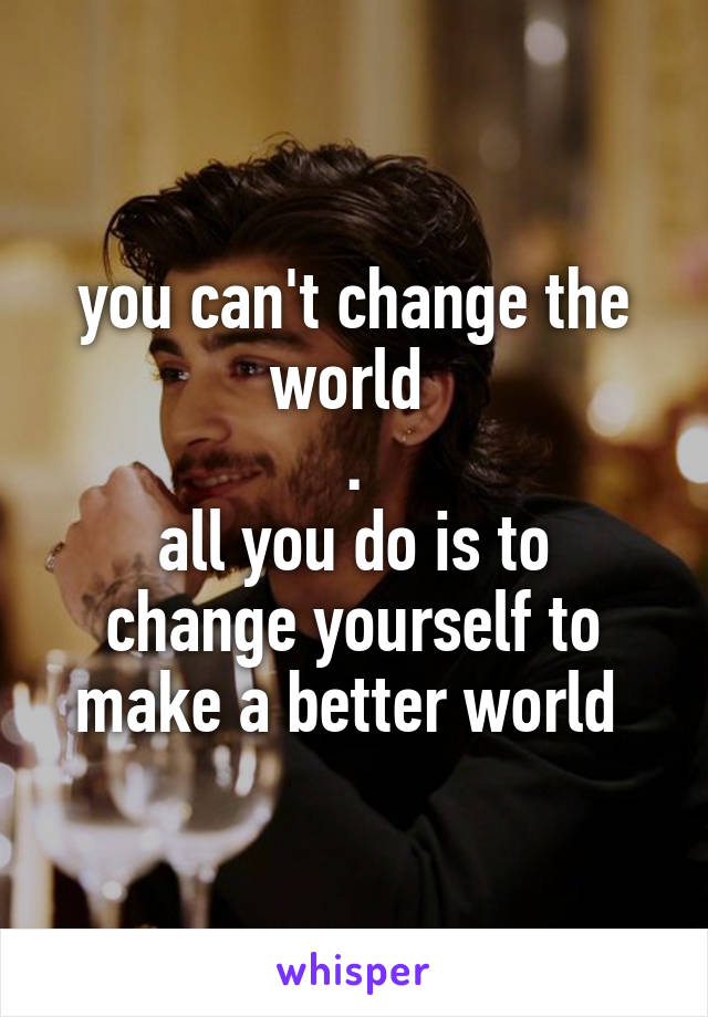 you can't change the world 
.
all you do is to change yourself to make a better world 