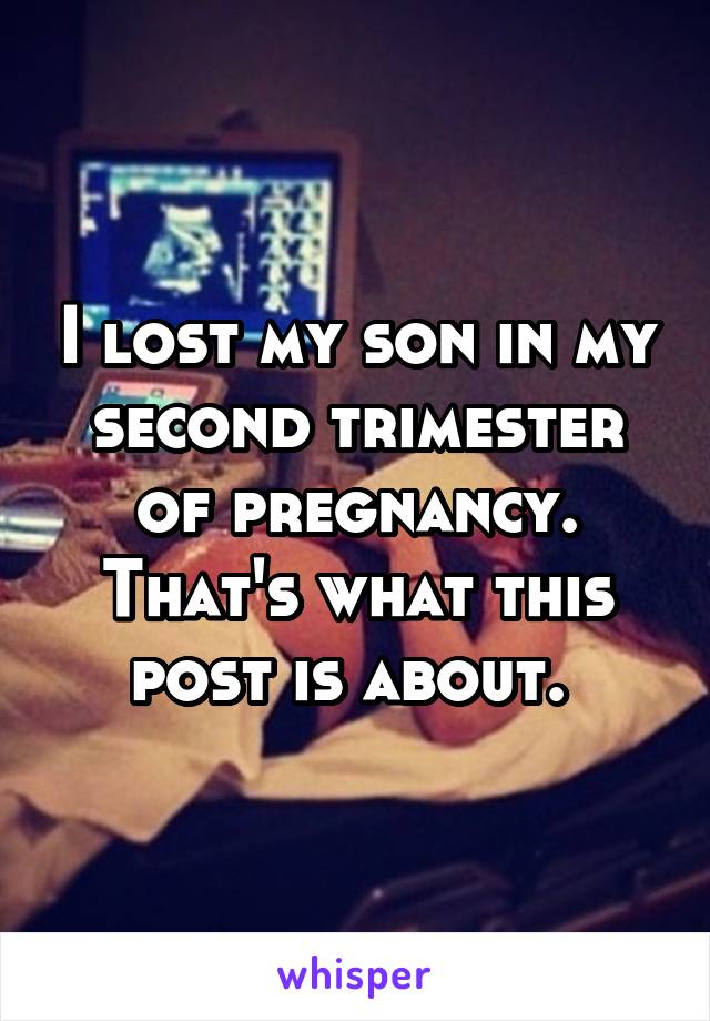 I lost my son in my second trimester of pregnancy. That's what this post is about. 