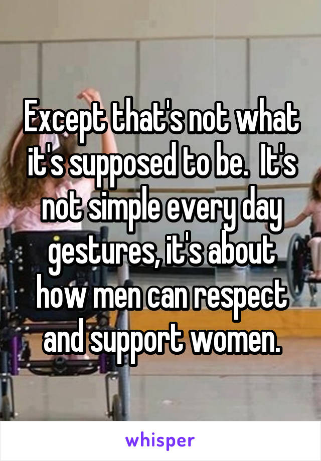 Except that's not what it's supposed to be.  It's not simple every day gestures, it's about how men can respect and support women.