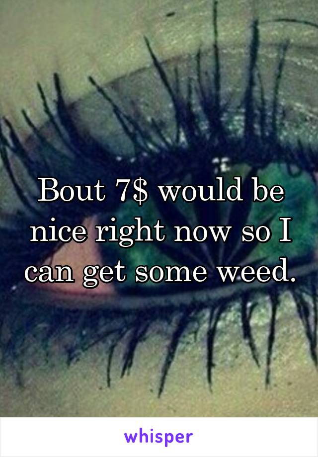 Bout 7$ would be nice right now so I can get some weed.