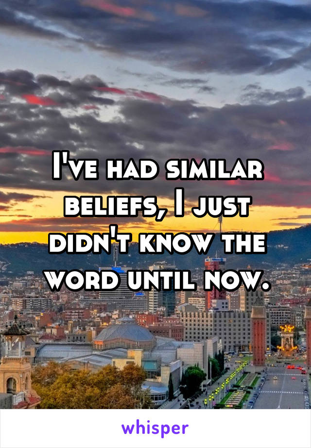 I've had similar beliefs, I just didn't know the word until now.
