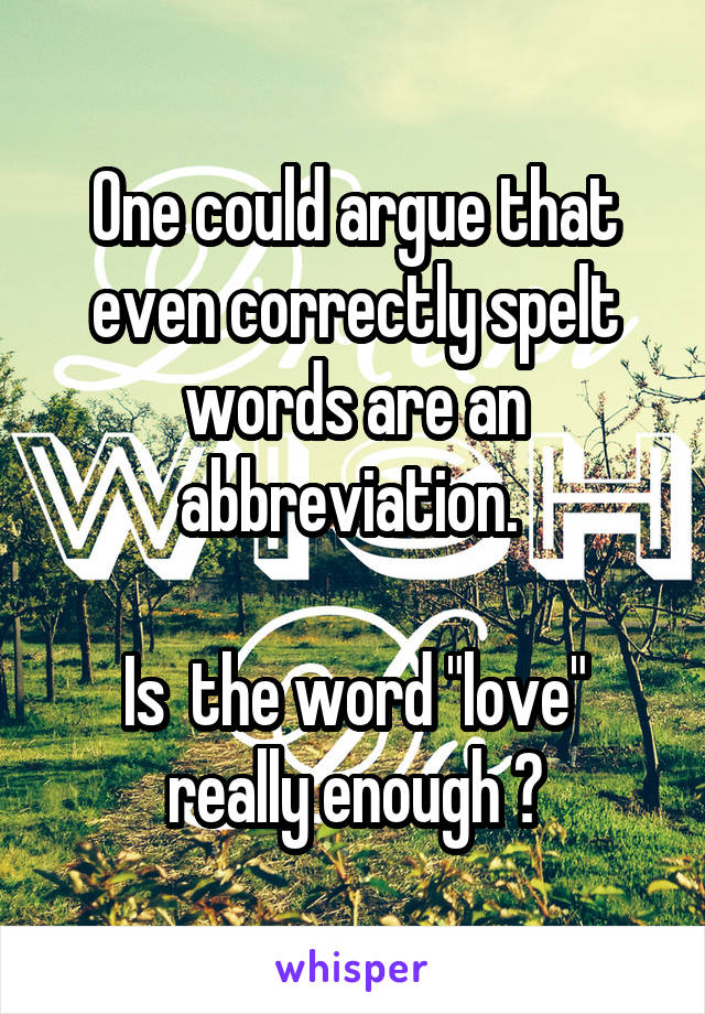 One could argue that even correctly spelt words are an abbreviation. 

Is  the word "love" really enough ?
