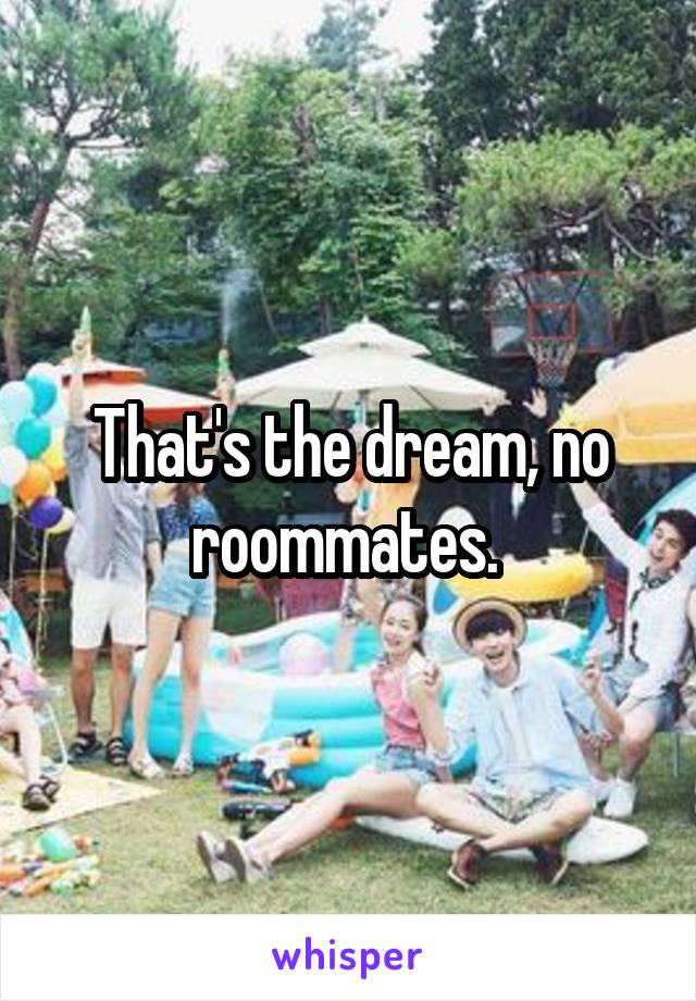 That's the dream, no roommates. 