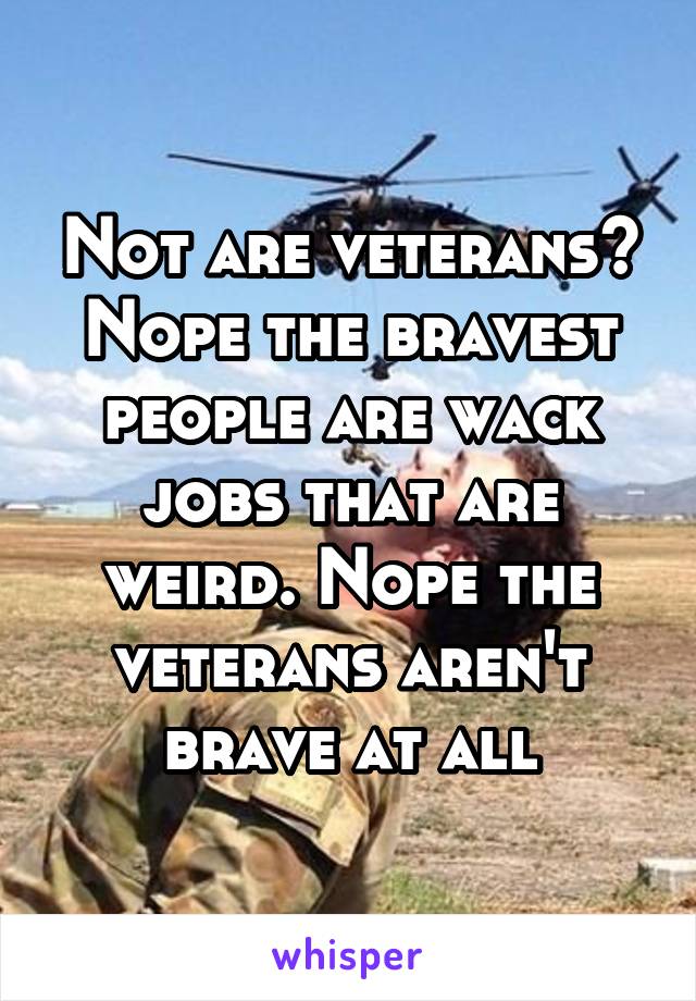 Not are veterans? Nope the bravest people are wack jobs that are weird. Nope the veterans aren't brave at all
