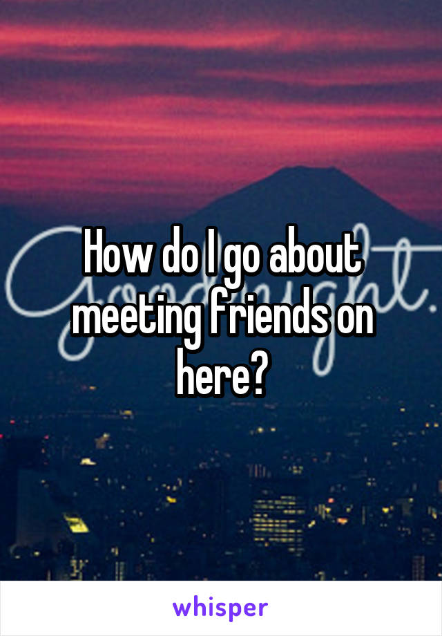 How do I go about meeting friends on here?