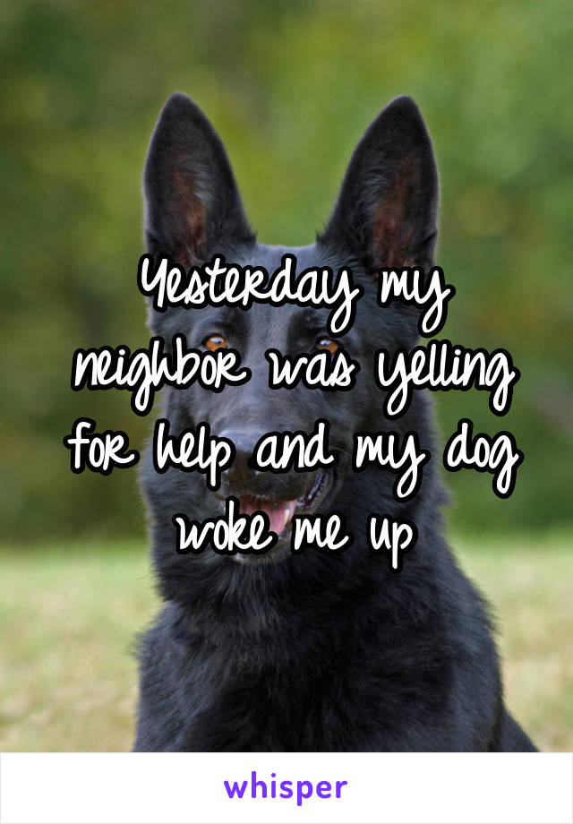 Yesterday my neighbor was yelling for help and my dog woke me up
