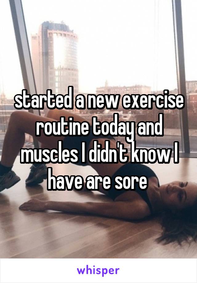 started a new exercise routine today and muscles I didn't know I have are sore 