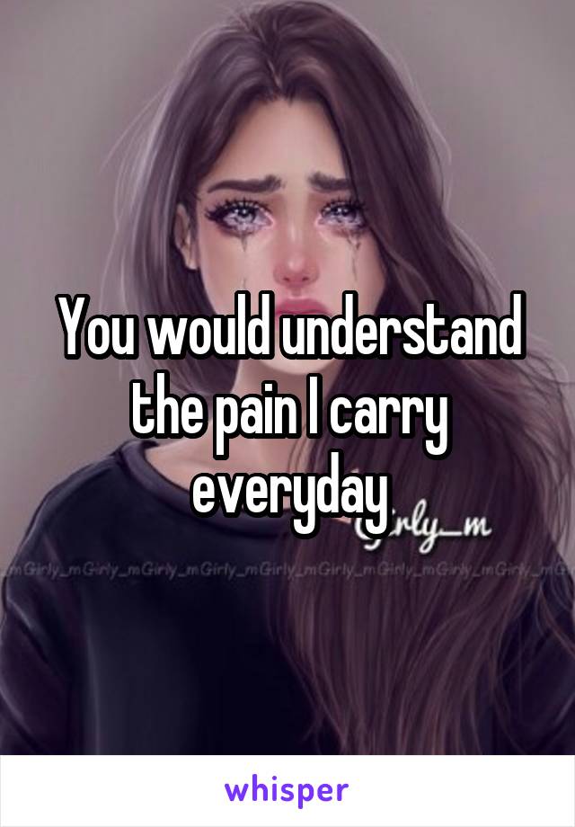 You would understand the pain I carry everyday