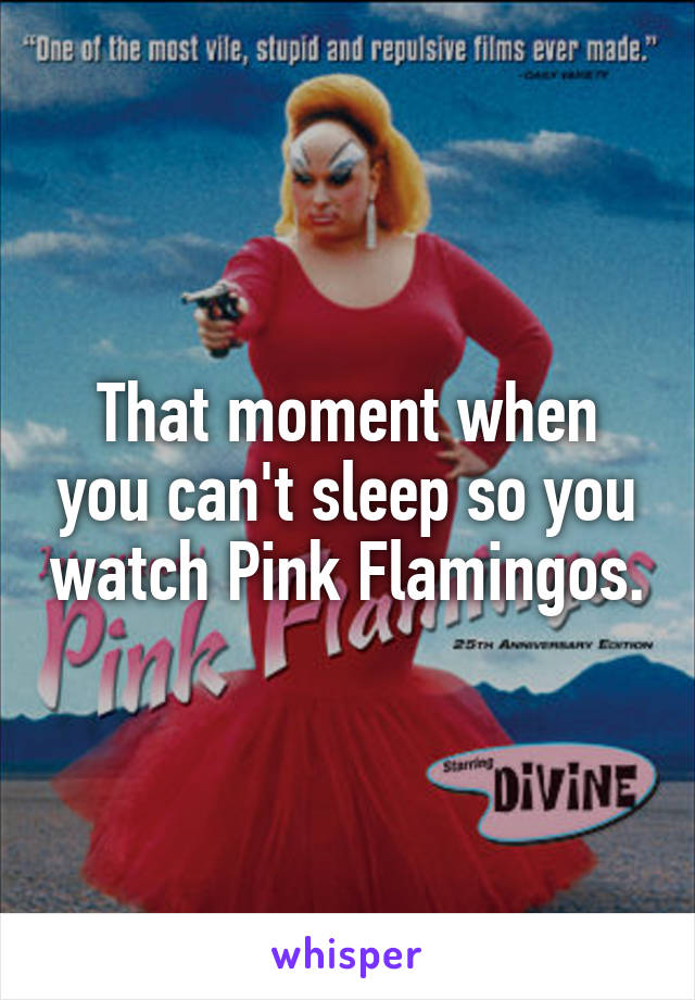 That moment when you can't sleep so you watch Pink Flamingos.