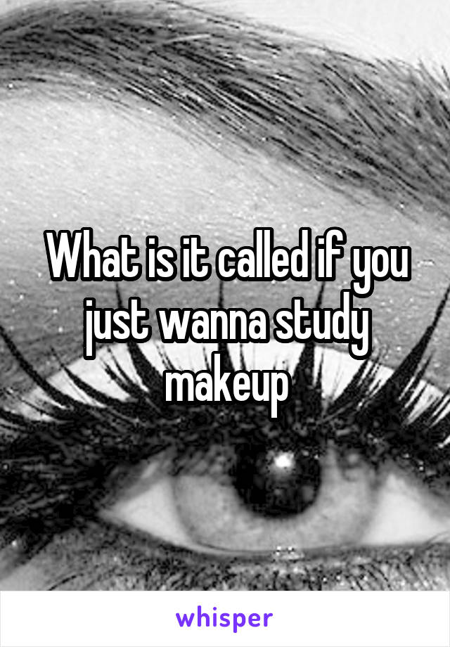 What is it called if you just wanna study makeup