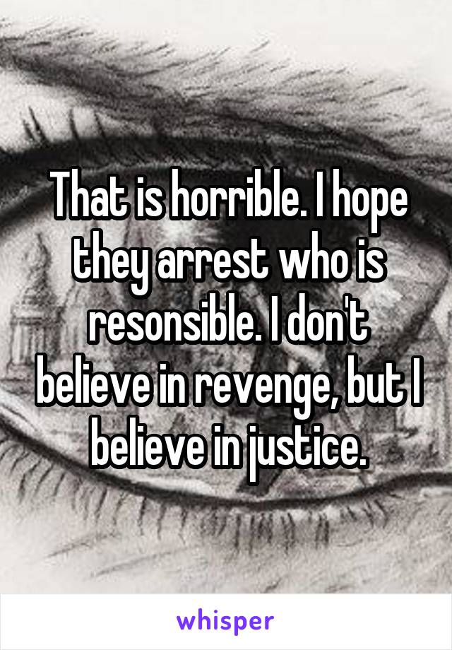 That is horrible. I hope they arrest who is resonsible. I don't believe in revenge, but I believe in justice.