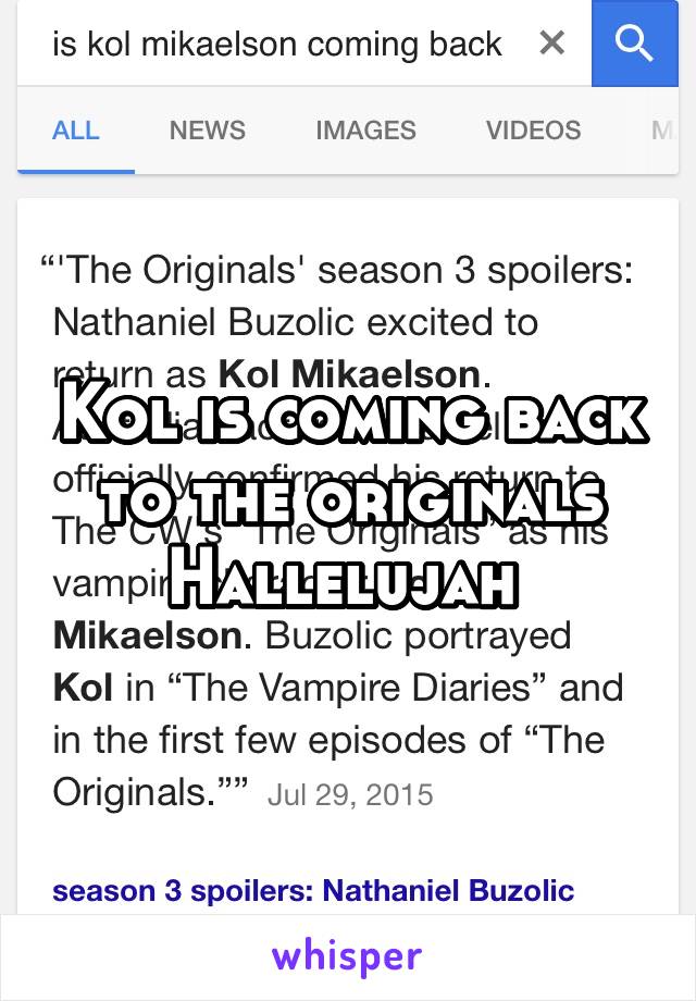 Kol is coming back to the originals
Hallelujah 