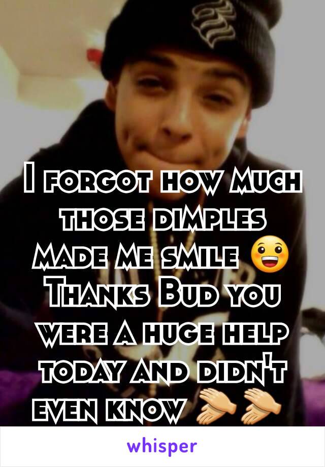 I forgot how much those dimples made me smile 😀 Thanks Bud you were a huge help today and didn't even know 👏👏 