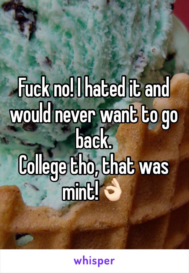Fuck no! I hated it and would never want to go back. 
College tho, that was mint!👌🏻