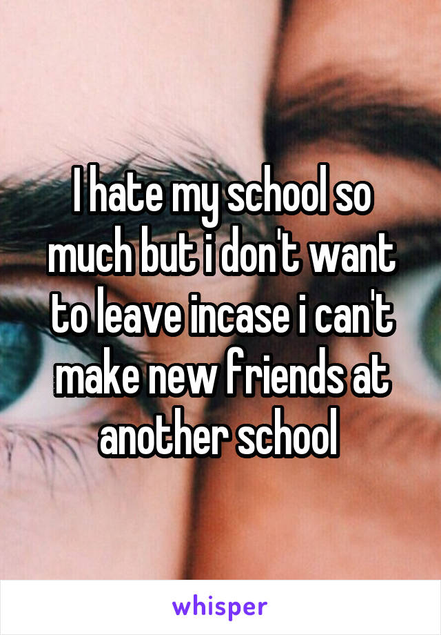 I hate my school so much but i don't want to leave incase i can't make new friends at another school 