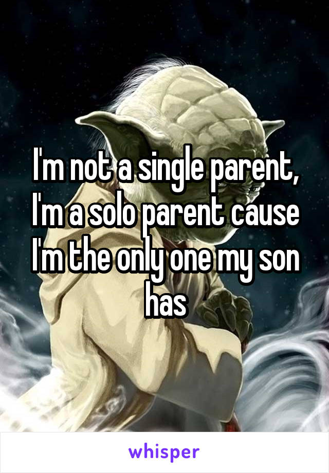 I'm not a single parent, I'm a solo parent cause I'm the only one my son has