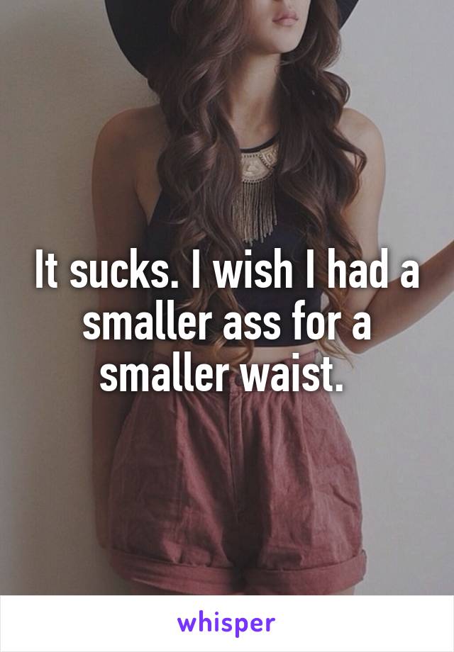 It sucks. I wish I had a smaller ass for a smaller waist. 