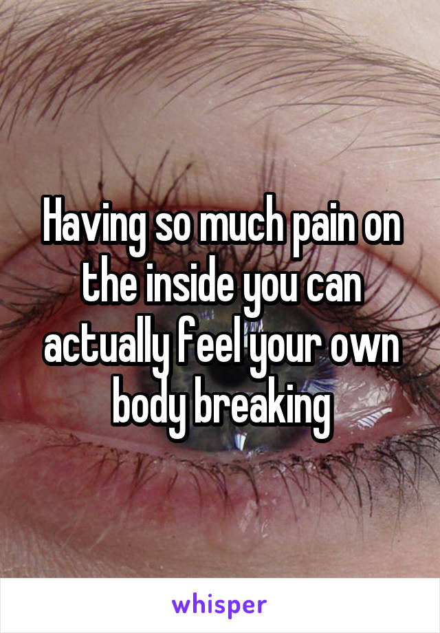 Having so much pain on the inside you can actually feel your own body breaking