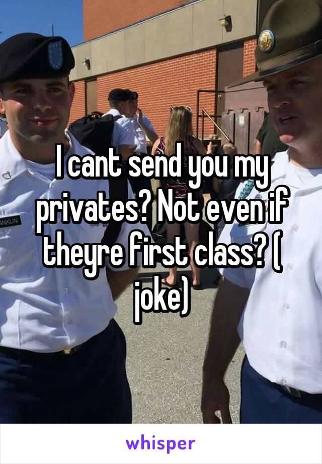 I cant send you my privates? Not even if theyre first class? ( joke)