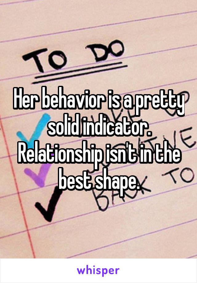Her behavior is a pretty solid indicator. Relationship isn't in the best shape.