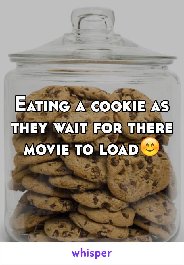 Eating a cookie as they wait for there movie to load😊
