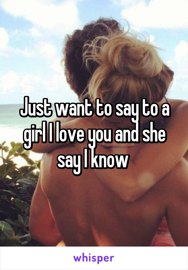 Just want to say to a girl I love you and she say I know 
