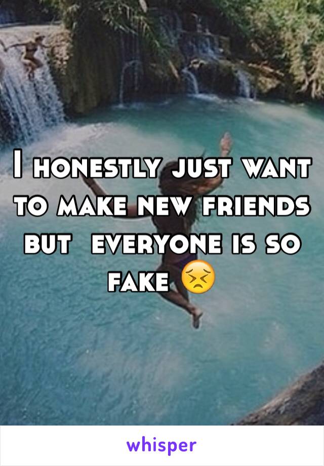I honestly just want to make new friends but  everyone is so fake 😣