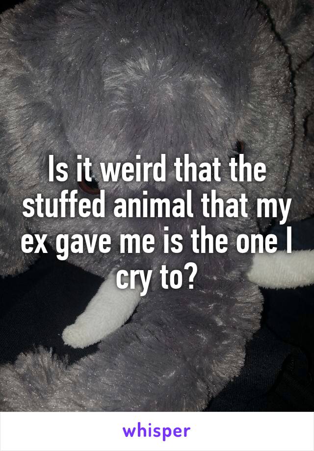 Is it weird that the stuffed animal that my ex gave me is the one I cry to?