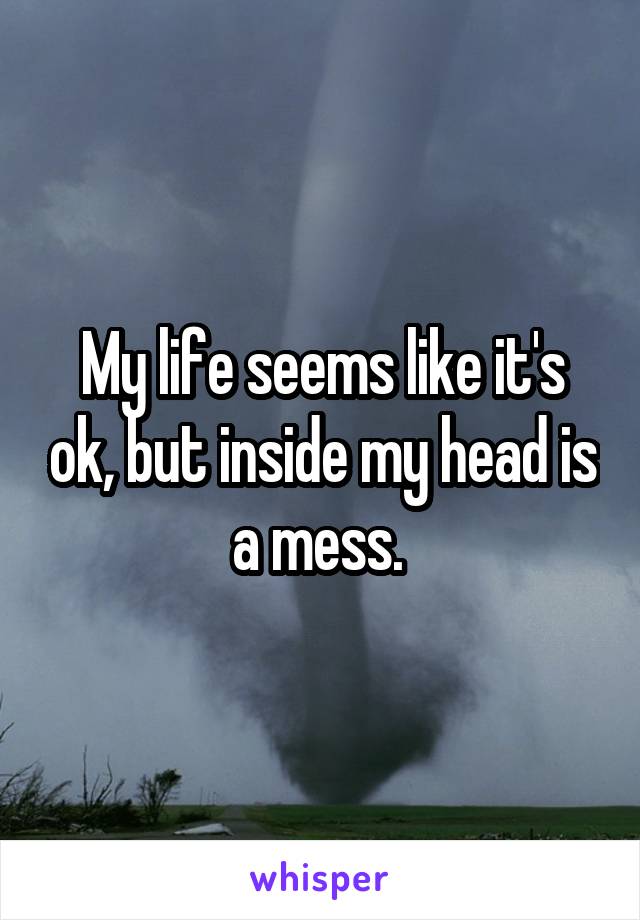 My life seems like it's ok, but inside my head is a mess. 