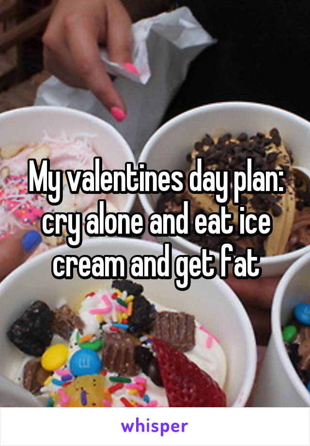 My valentines day plan: cry alone and eat ice cream and get fat