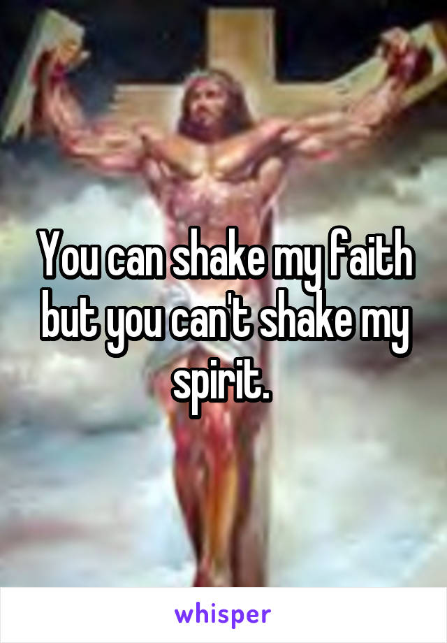 You can shake my faith but you can't shake my spirit. 