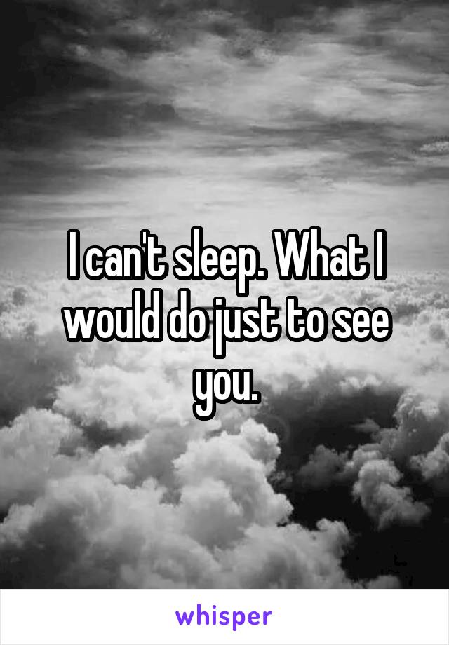 I can't sleep. What I would do just to see you.