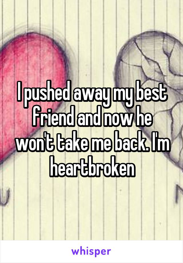 I pushed away my best friend and now he won't take me back. I'm heartbroken