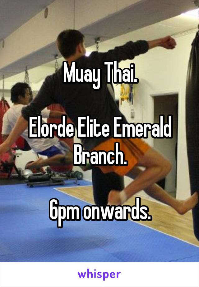 Muay Thai.

Elorde Elite Emerald Branch.

6pm onwards.