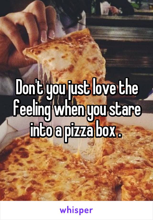Don't you just love the feeling when you stare into a pizza box . 